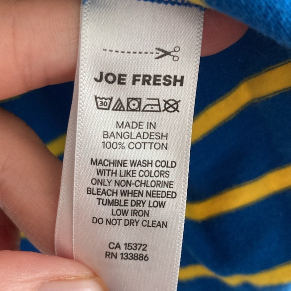 JOE FRESH | 100% cotton blue and yellow striped long sleeve, size extra large - Picture 3 of 3